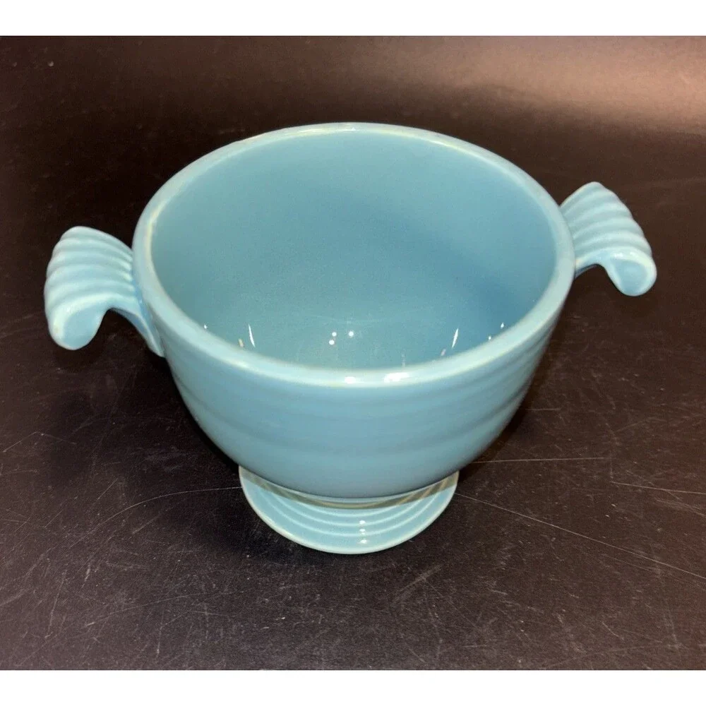 Vintage Fiesta Turquoise (Older) Sugar Bowl No Lid older color Homer Laughlin